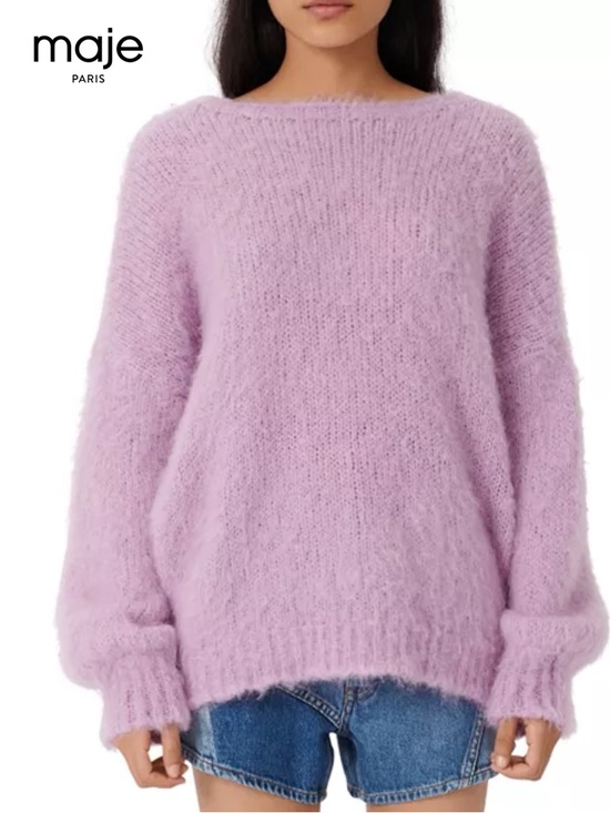 Maje Sweaters - Maje Mignon Oversized Sweater 1 S Lilac Purple Cozy Knit Soft Relaxed Slouchy